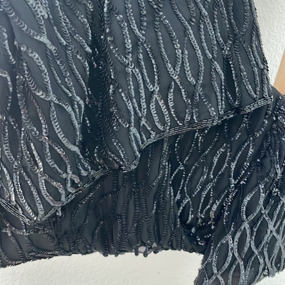 Vintage Lawrence Kazar New York 100% Silk Sequins & Beaded Cocktail Dress 0044 - Picture 6 of 10